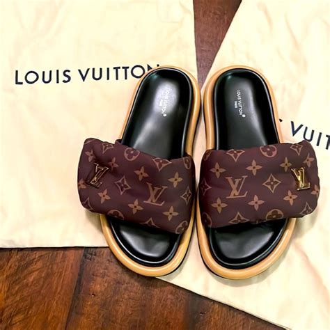 louis vuitton slides with fur|Louis Vuitton puffer slides.